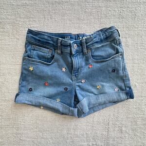 Gap Flower Embroidered Denim Jean Shorts VGUC 12